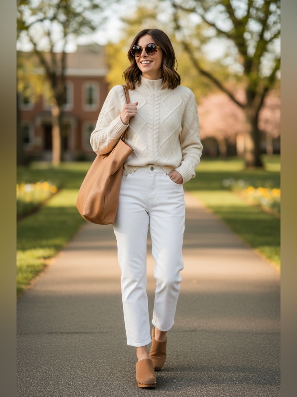 LOFT NWT Cream Cable Knit Sweater Medium Mock Neck Ivory Cottagecore Old Money